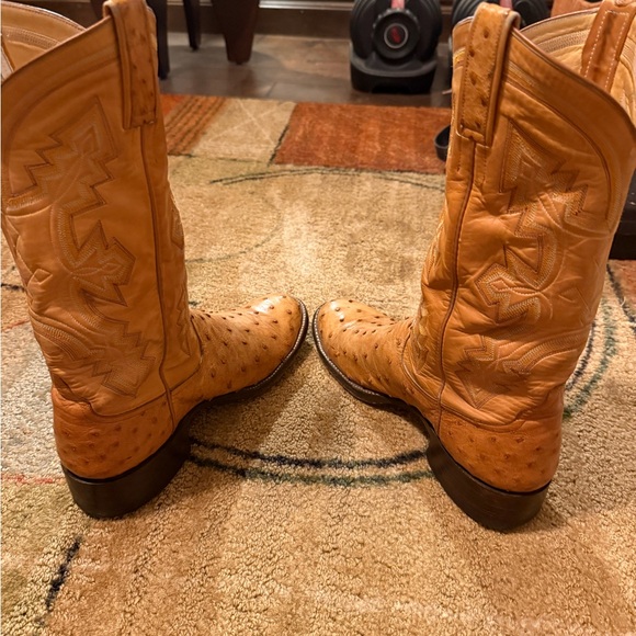 Rios of Mercedes Tan Cowboy Boots Ostrich Leather Size 9.5B - Picture 5 of 11